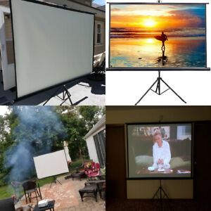 100in Portable Indoor Outdoor Projector Screen HD 4:3 Foldable Stand Tripod