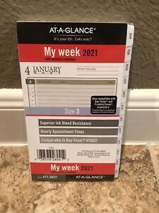 2021 Weekly Planner Refill AT-A-GLANCE Size 3 White Tabs 471-285Y 2 Page Week