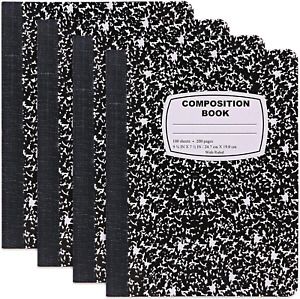 Emraw Composition Books Black &amp; White Marble Style Durable Cover Notebooks Wide