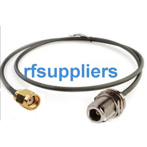 N female jack to rp-sma male plug pigtail ksr195 for wifi new 1m (100cm) for sale