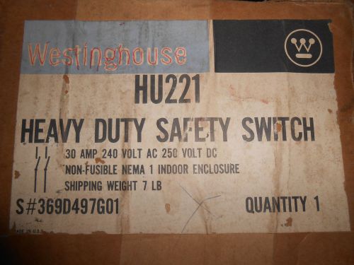 WESTINGHOUSE HU221 SAFETY SWITCH 30 AMP 240 VOLT DISCONNECT