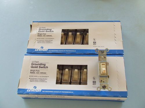 Leviton 10 pack grounding quiet switch single pole  15amp.  120vac for sale