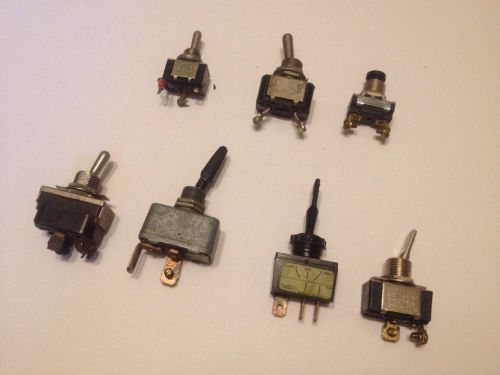 Lot of (7) industrial steampunk toggle on/off switches, buttons, panel switch for sale