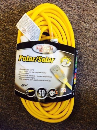Coleman cable 50&#039; polar/solar outdoor extension cord wlighted end 12/3 gauge for sale