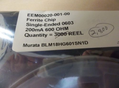 MuRata BLM18HG601SN1D,Ferrite Bead,SMT Single-Ended  0402 1.5A 120 OHM Reel 2800