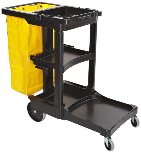 Commercial Housekeeping 3-Shelf Cart, Zippered Bag, For Home Office Cleaning