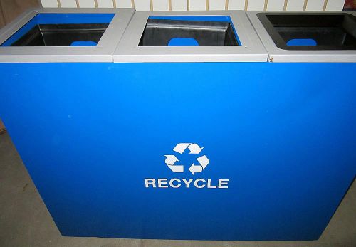 Ex-cell 5uje9 metro collection 3-stream 42-gal blue recycling receptacle g4 for sale