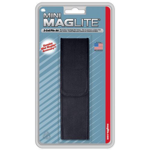 Maglite am2a056 black nylon 2-cell aa mini-mag flashlight flap holster/holder for sale