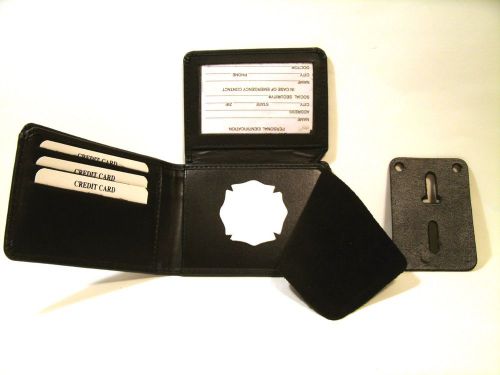 FDNYC Fireman&#039;s Style Wallet w Maltese Cross Recessed Cut Bi-Fold Leather CT-83
