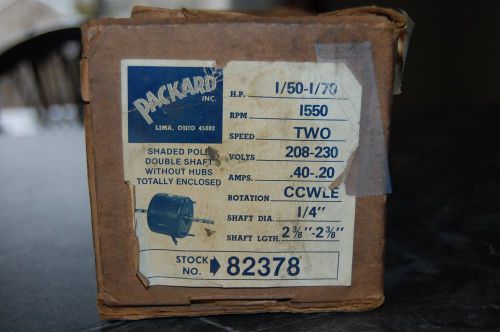 Packard 82378 electric motor, 2 speed, 1/50 and 1/70 HP, 208-230 volts, 1550 RPM