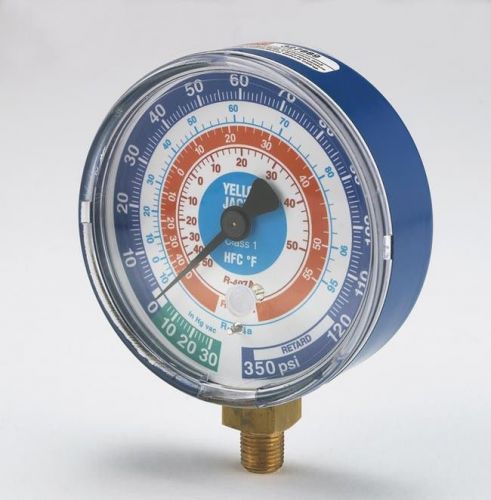 Yellow jacket 49138 3-1/8&#034; blue manifold gauge 30&#034;-0-300 psi - r-22/404a/410a for sale