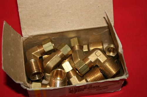 New lot of (10) parker x169c-6-8 brass elbow compression fittings - bnib for sale