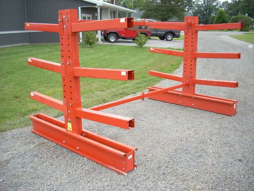 Nice double sided cantilever rack 36&#034; arms 10&#039; long steel / wood storage rack for sale