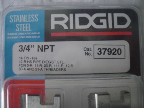 Ridgid 3/4&#034; NPT Cat. 37920 12-R High Speed Stainless Steel Dies. NIP