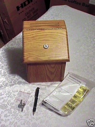 New oak suggestion/message box w/warranty - wall mount.or desk mount, w/warranty for sale