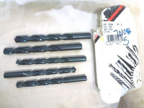 SET OF 5 Cleveland Twist Drill Bits 2 -  1/2 ” x 5.75” 3 - 27/64” x 5.5” OAL Shank