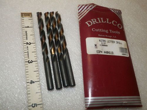 4 ea wire size letter m drill bits jobber drillco edp 440n513   (loc22) for sale