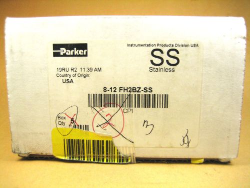 Parker -  8-12 FH2BZ-SS -  Connector Tube to Pipe (Lot of 3)