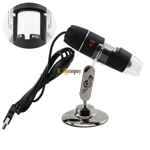 2MP Mega Pixels 50X-500X 8-LED USB Digital Microscope Endoscope Camera Magnifier