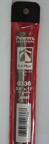 SDS-4 Powers Fasteners Carbide Hammer Drill Bit 3/8&#034; x 12&#034;  Part No. 0336