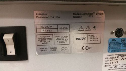 Lumenis light sheer xc system for sale