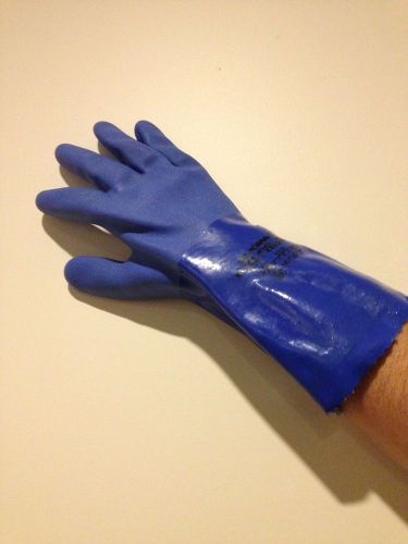 12 PAIRS SHOWA Best Glove Size 10 Blue 12&#034; Atlas 660 PVC Gloves.