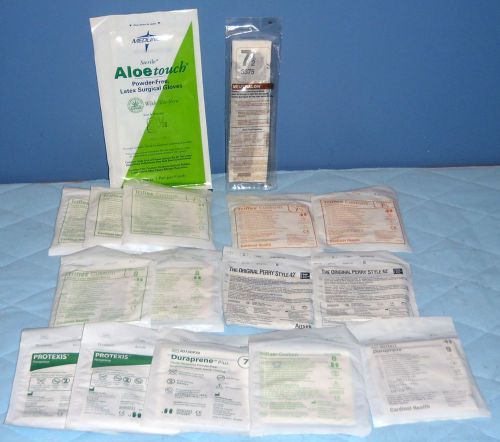 Sterile latex surgical gloves mix lot of 16 for sale