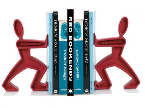 2 James The Bookends In Red For Holding Large Medium Books, Cds On Your Shelves