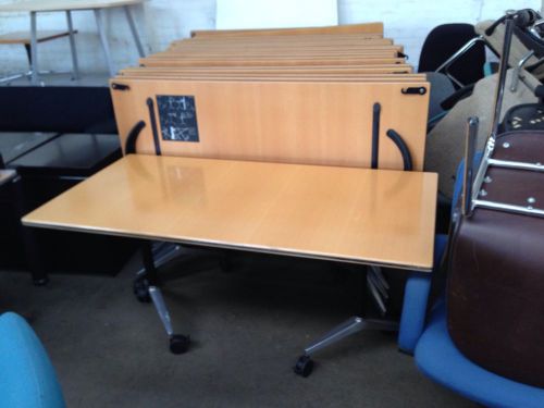 1Of 21 Flip Top Straight Office Desks On Castors  Fold Away For Easy Storage