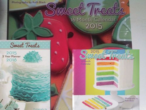 2015 SWEET TREATS Dessert Calendar Lot -16-Month Wall, Mini &amp; Pocket Planner NEW