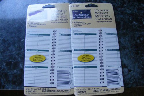 NEW 2 packs CAMBRIDGE Day Planner Refill Weekly Undated 6 3/8&#034; x 3 1/4&#034; #64026