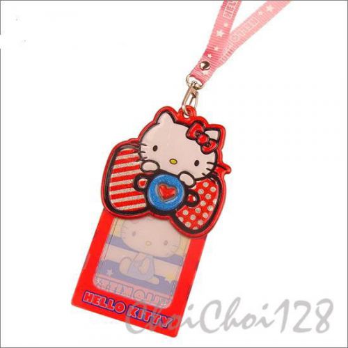 New Hello Kitty Red Bowknot ID Card Pass Holder with Hand Strap HB85