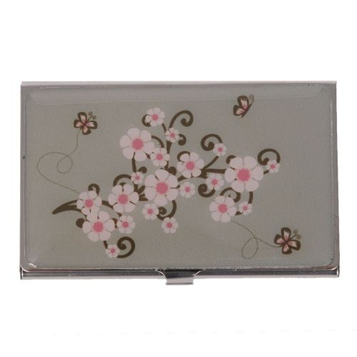 New Business Card / Credit Card Holder by Shagwear Grey Butterfly Blossom