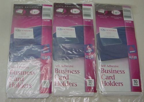 3 PKS Avery Self-Adhesive Business Card Holders 3.5 x 2Clear 10/Pack Item 73720