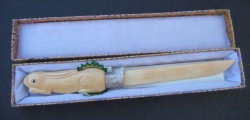 Bunny Rabbit Letter Opener Faux Ivory by William Wane &amp; Co in Box
