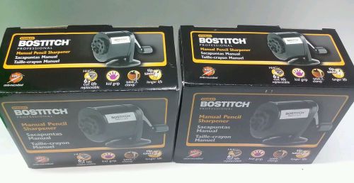 (2) Stanley Bostitch MPS1BLK Manual Pencil Sharpeners, Antimicrobial, Black