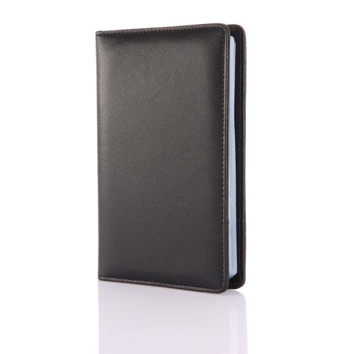 A6 PU Leather Black Card Folder 20 pages 6 Ring Binders Business Card Organizer