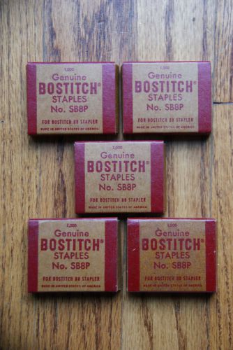 Lot of 5 Vintage Bostitch Staples Box for B8 Stapler No. SB8P  Full Box
