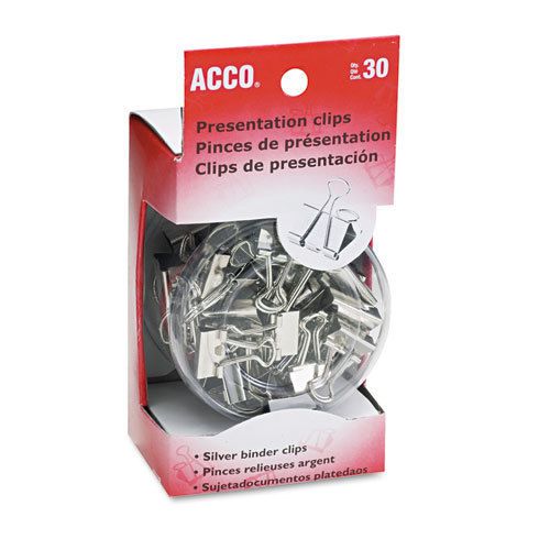 Presentation clips, steel/nickel, assorted size clips, silver, 30/box for sale
