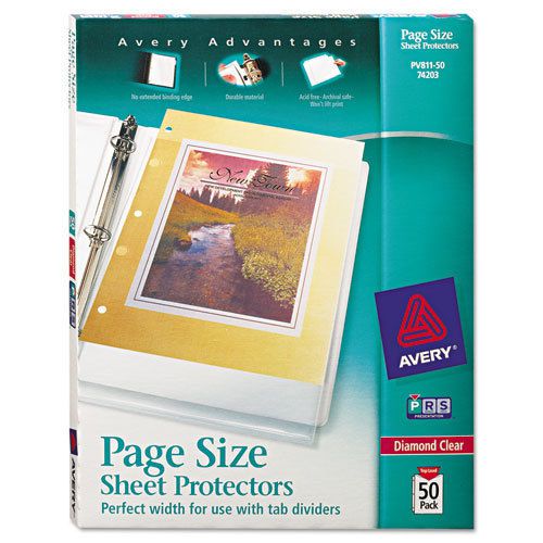 Top-load poly 3-hole punched sheet protectors, ltr, diamond clear, 50/box for sale