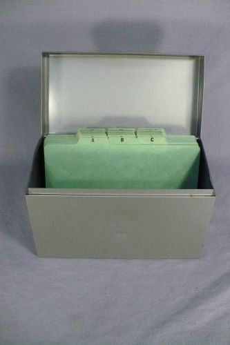 Vintage office metal file box large weis original shaw-walker divider cards guc for sale