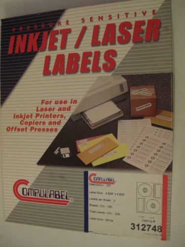 Compulabel Pressure Sensitive Inkjet/Laser CD Labels 100 Sheets