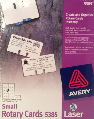 NEW AVERY #5385 SMALL WHITE ROTARY CARDS (400) LASER PRINTERS Sealed