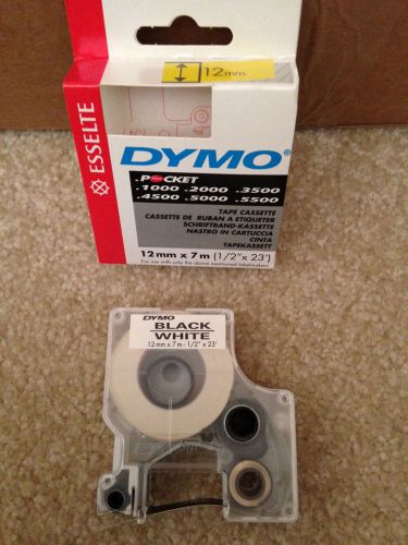 NEW DYMO Black/White Label Maker Tape Cassette 45013 12mm x 7 m (1/2” x 23’)