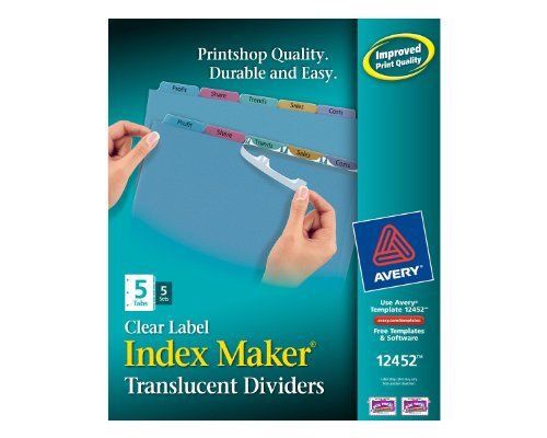 Avery Index Maker Easy Apply Clear Label Divider - Blank - 5 (ave12452)