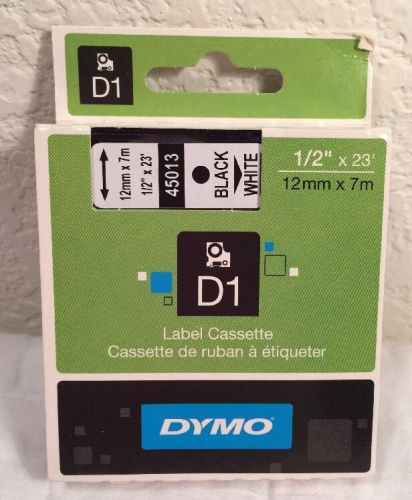 Dymo 45013 Label Tape D1 Black on White Thermal Single 0.50&#034; W x 23&#039; L