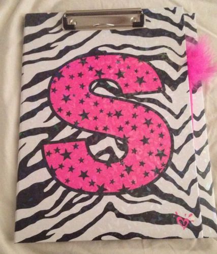Clipboard Woth Paper And Pen Justice Letter S Zebra/Pink