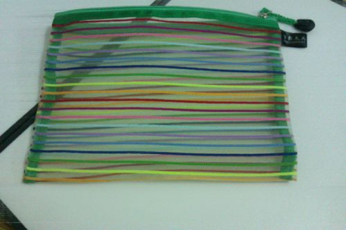 1x Rainbow pouch transparent nylon net Certificate case Document Bag A4 size