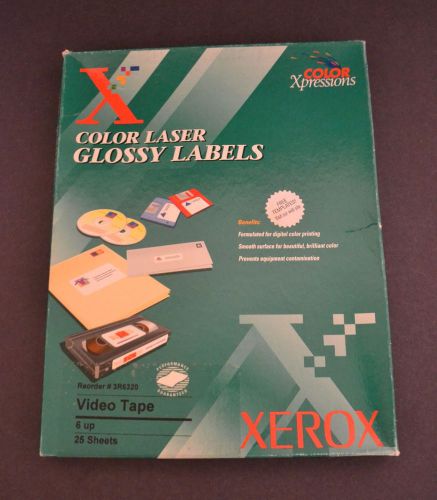 XEROX VIDEO TAPE LABELS 3 BOXES - 60 SHEETS TOTAL - 6 PER SHEET