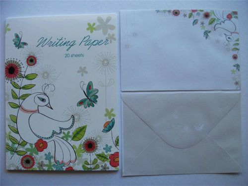 Writing Sey Note Pad Paper With Envelopes New Stationery Set Floral White Dove